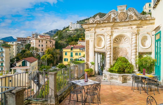 Fototapeta Panoramic view from the Minerva's Garden in Salerno, Campania, Italy.