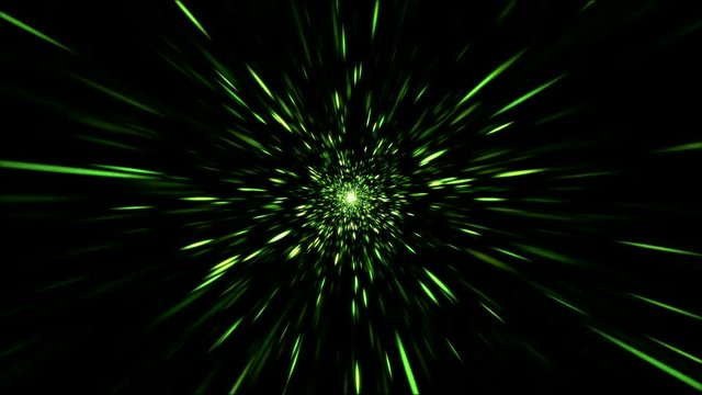 Colorful Fast Space Tunnel Travel Animation - Loop Green