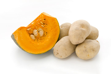 野菜（カットカボチャ、ジャガイモ）