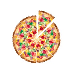 ケーキ、ホール、フルーツミックス
