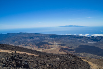 Geological rocks at Tenerife. Volcano crater.
