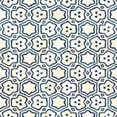 Native batik seamless watercolor artistic boho style colorful square pattern.