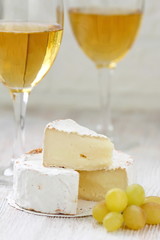 Cheese, grape and white wine