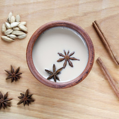 Indian masala tea with spices and milk