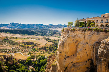 View from Ronda bridge. Panorama of the city and landscape
