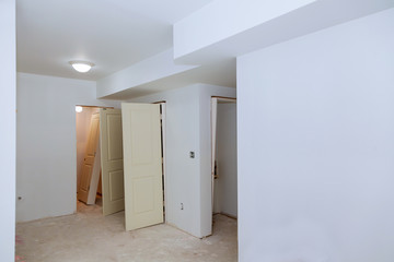 new house the installation doors renovation at modern apartment building