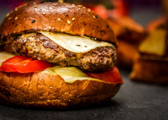 Cheeseburger with beef meat