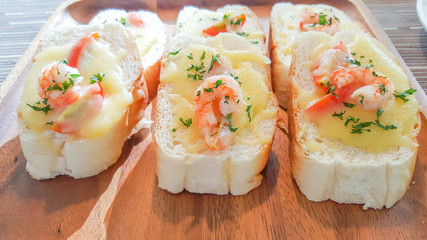 Barbecued shrimp in a very pleasant party.