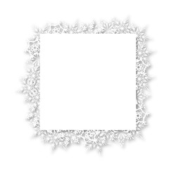 square frame with lace of snow with shadow