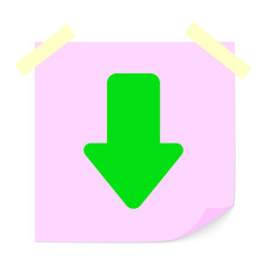 Green arrow down on the sticker.