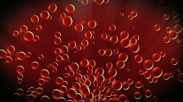 Orange fizzy bubbles rising upwards