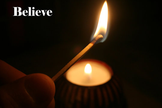 Match With Believe With Tea Candle In Background High Quality 