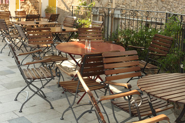 Empty summer cafe