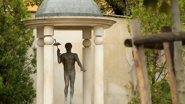 Statue of Apollo near Central Mineral Bathes in Sofia, Bulgaria, deity monument