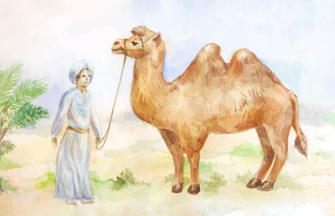  Egypt  scene with camel and chasseur