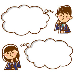 会社員　フキダシ　男性　女性　考える