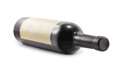 A bottle of wine isolated on a white background