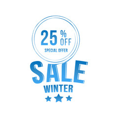 Winter sale tag with special offer 25% off. Vector element for Merry Christmas and Happy New Year