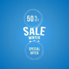Winter sale tag with special offer 50% off. Vector element for Merry Christmas and Happy New Year