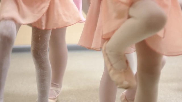 Little Girls Dance Ballet. Children In Ballet Class