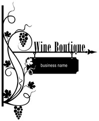 Street pointer for a wine boutique