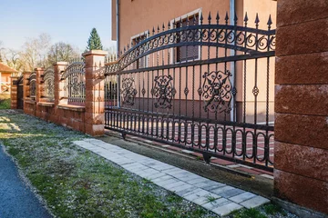 Fotobehang Iron fence with iron gate © mirsad