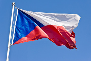 Czech flag against the blue sky