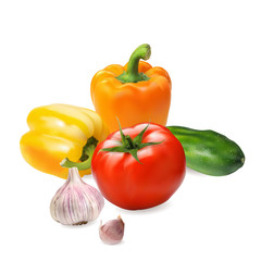 Set of harvest of vegetables. Photorealistic vector illustration of vegetables.