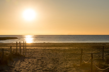 Fototapeta premium The coast of Benicasim at sunrise, Castellon