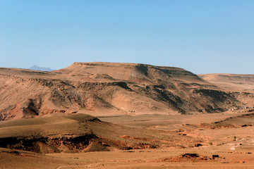 Desert Landform With Rocky Hills in Sahara, Morocco