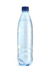 Plastic water bottle on a white background