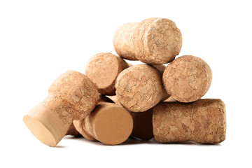 Champagne corks isolated on white background