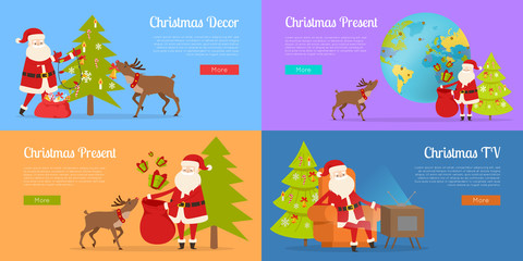 Christmas Decor and Present with Santa Claus