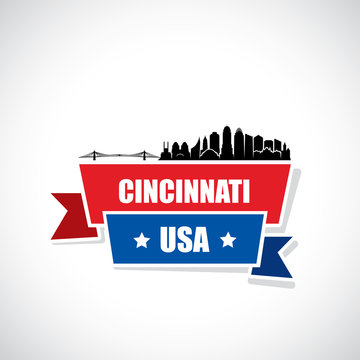 Cincinnati skyline - ribbon banner - Ohio