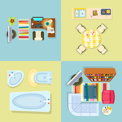 Interior Decor Set of Four Vector Illustration