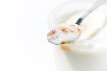 yoghurt in a jar with peach