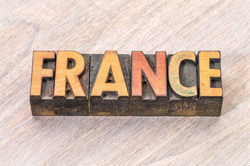 France word in vintage wood type