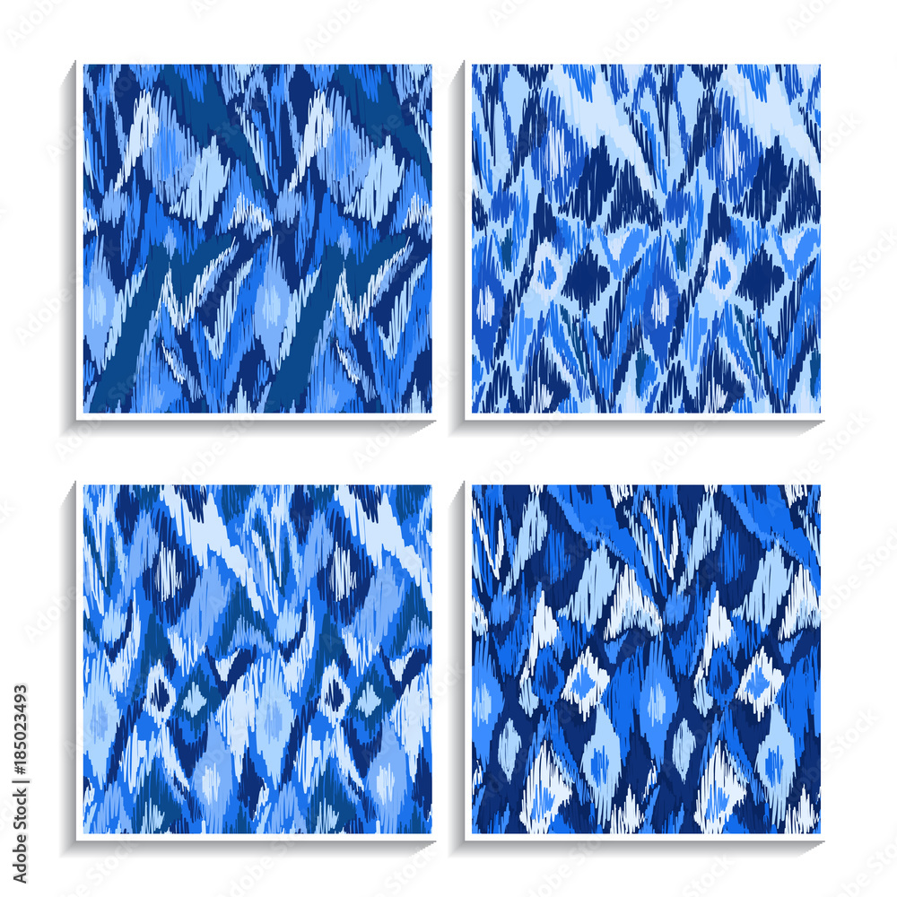 Poster doodle patterns set sketch scribble textures indigo