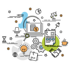 Flat colorful design concept of Business. Infographic idea of making creative products. Template for website banner, flyer and poster..