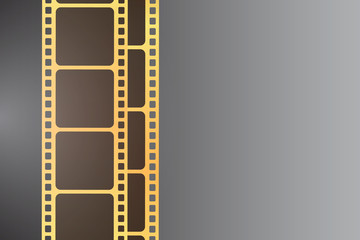 Background with golden film strip. Cinema concept vector illustration.