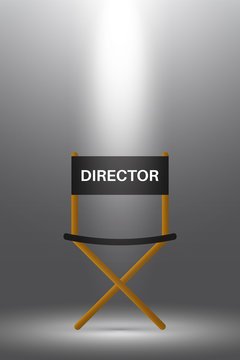 Directors Chair Under The Spotlight. Vector Illustration Design.