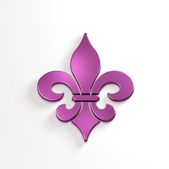 Fleur-de-lis Isolated. Metallic Pink color. 3D Rendering Illustration © LogoStockimages