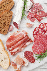 Salami, ham, sausage, prosciutto