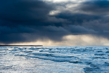 Fototapeta na wymiar Baltic sea and clouds, Liepaja, Latvia.