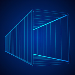 Wireframe low poly mesh construction metallurgy square tube profile symbol vector illustration