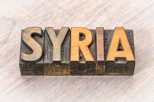 Syria word in vintage wood type