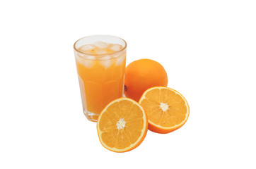 Orange juice on a white background. The isolated composition