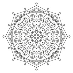 Naklejka premium Christmas Mandala for Coloring