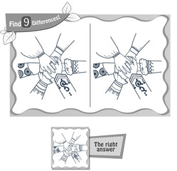 find 9 differences game  friendship people