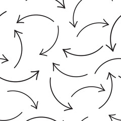 Hand drawn arrow icon seamless pattern background. Business flat vector illustration. Arrow sign symbol pattern.